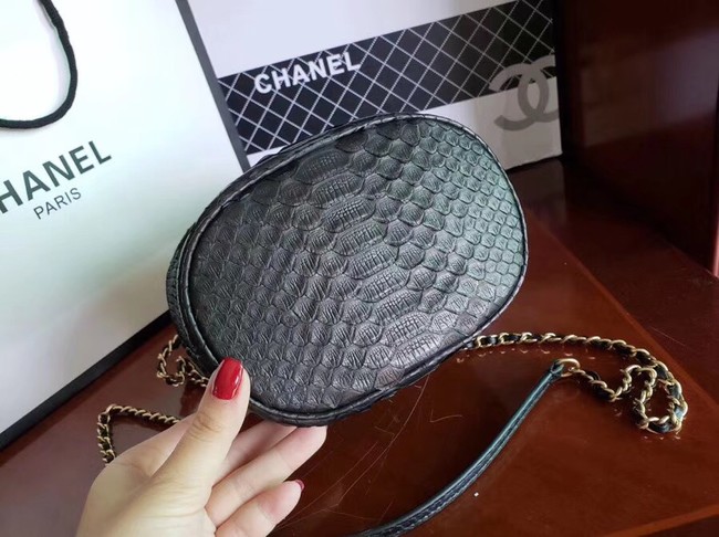 Chanel Bucket Bag Python & Gold-Tone Metal A57861 Black
