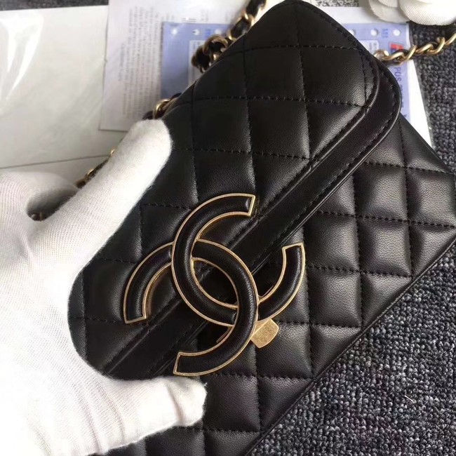 Chanel Flap Bag Lambskin Gold-Tone Metal A57275 Black