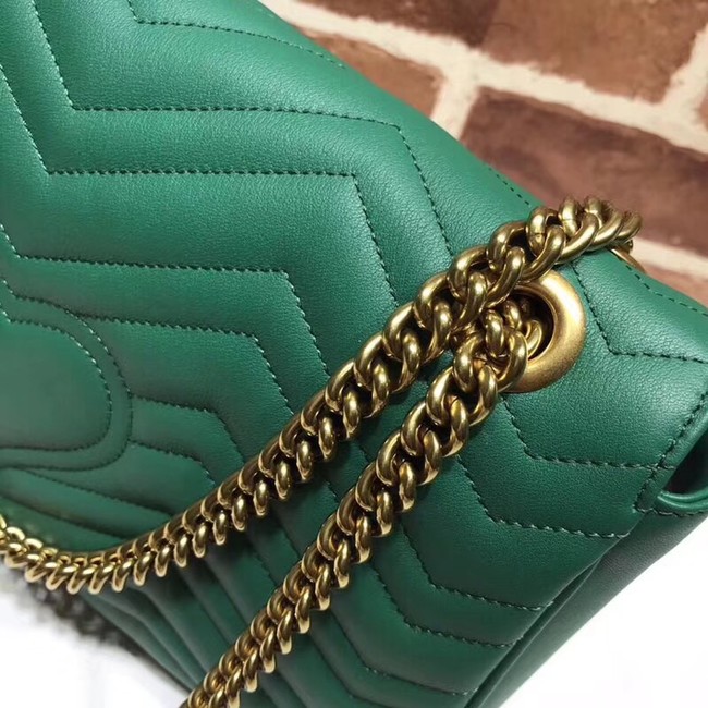 Gucci GG Marmont medium matelasse shoulder bag 443496 green