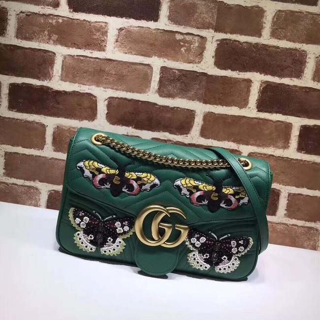 Gucci GG Marmont medium matelasse shoulder bag 443496 green