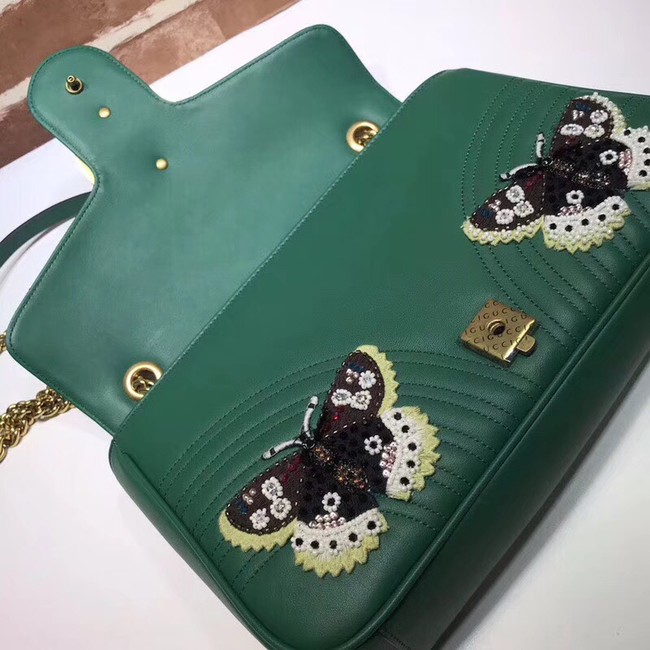 Gucci GG Marmont medium matelasse shoulder bag 443496 green