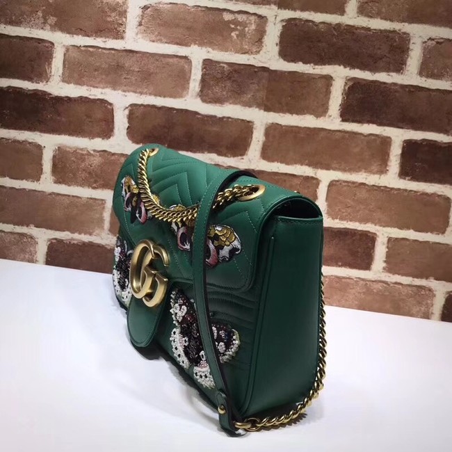 Gucci GG Marmont medium matelasse shoulder bag 443496 green