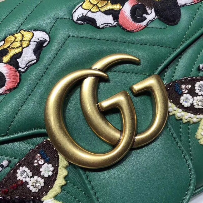 Gucci GG Marmont medium matelasse shoulder bag 443496 green