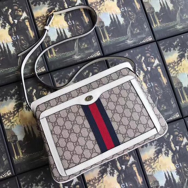 Gucci GG Supreme medium shoulder bag 523354 white