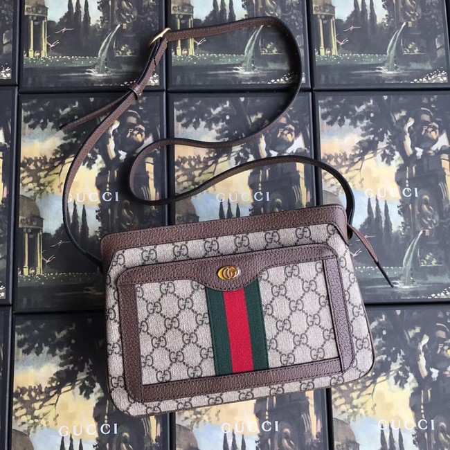 Gucci GG Supreme small shoulder bag 523354 brown