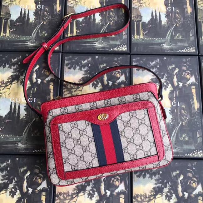 Gucci GG Supreme small shoulder bag 523354 red