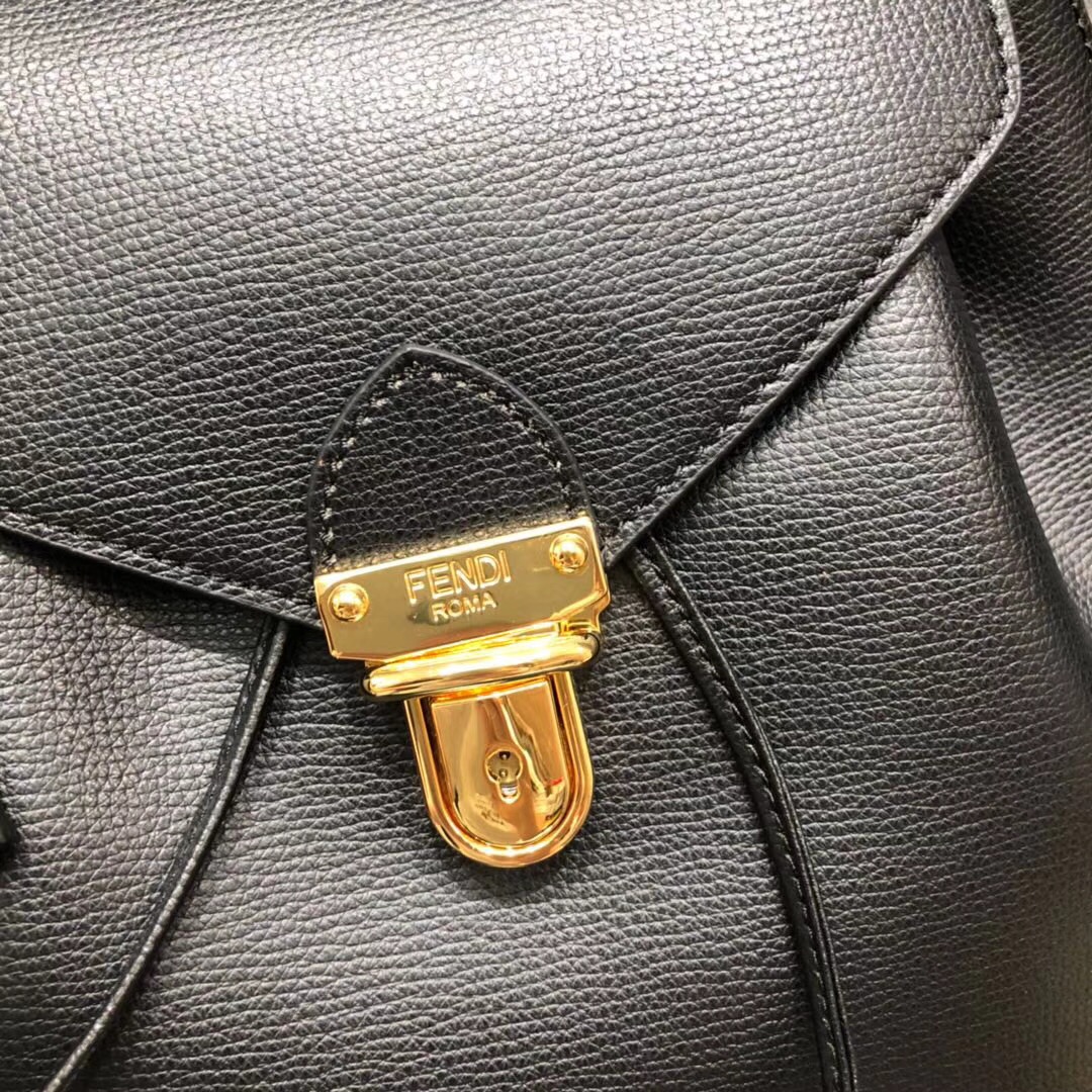 FENDI BACKPACK leather backpack 8BZ043A black