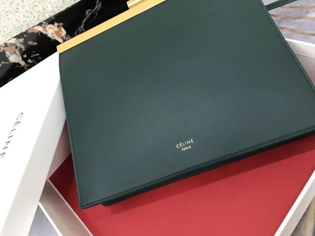 CELINE MINI CLASP BAG IN SMOOTH CALFSKIN 181053 Blackish green