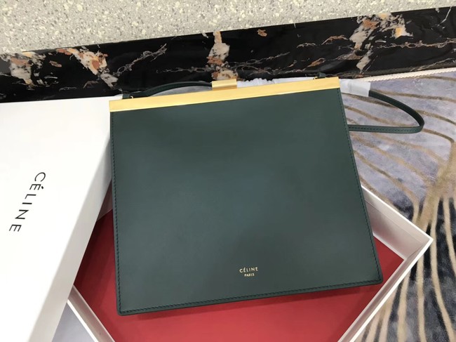 CELINE MINI CLASP BAG IN SMOOTH CALFSKIN 181053 Blackish green