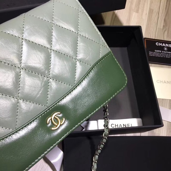 CHANEL GABRIELLE Clutch with Chain A33814 green