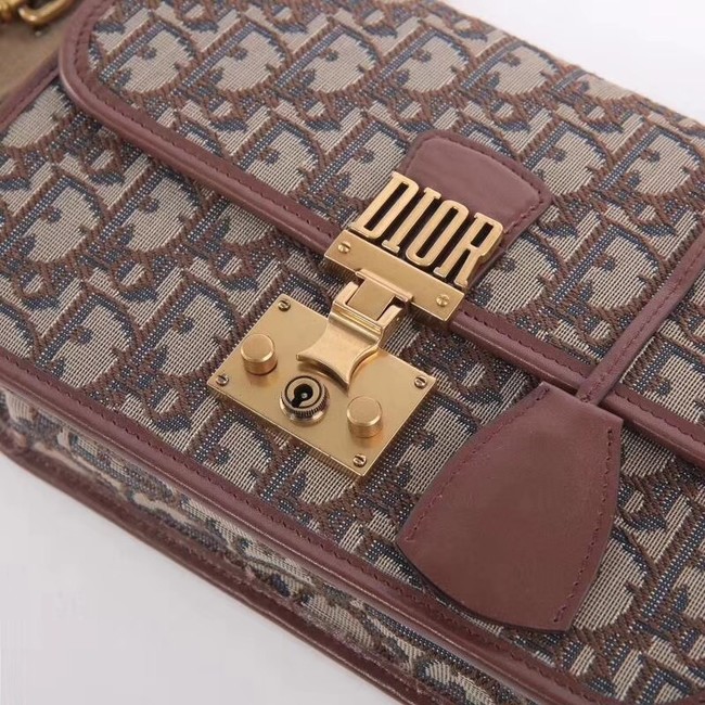 Dioraddict bag in brown Dior Oblique jacquard canvas calfskin leather M042