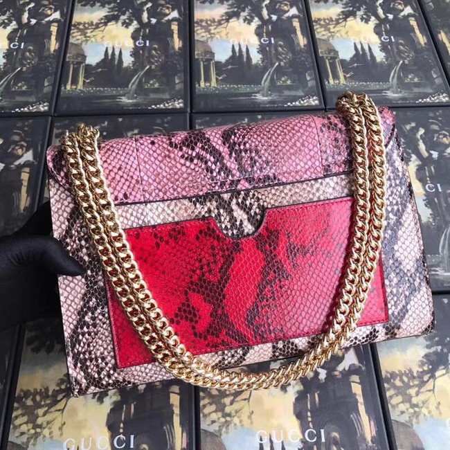 Gucci Padlock medium python shoulder bag 409486 pink