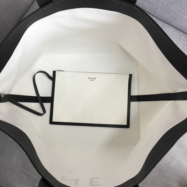 CELINE MEDIUM MADE IN TOTE IN TEXTILE 83180 WHITE & BLACK