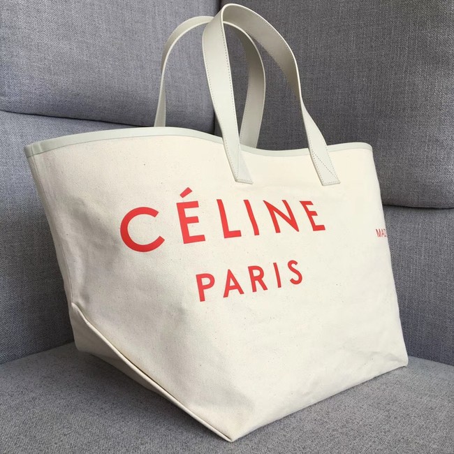 CELINE MEDIUM MADE IN TOTE IN TEXTILE 83180 WHITE & RED