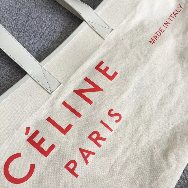 CELINE MEDIUM MADE IN TOTE IN TEXTILE 83180 WHITE & RED