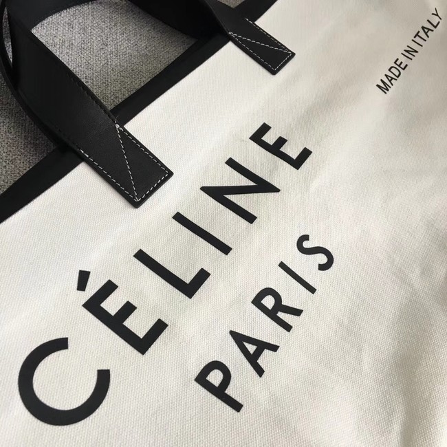 CELINE SMALL MADE IN TOTE IN TEXTIL 83181 WHITE & BLACK