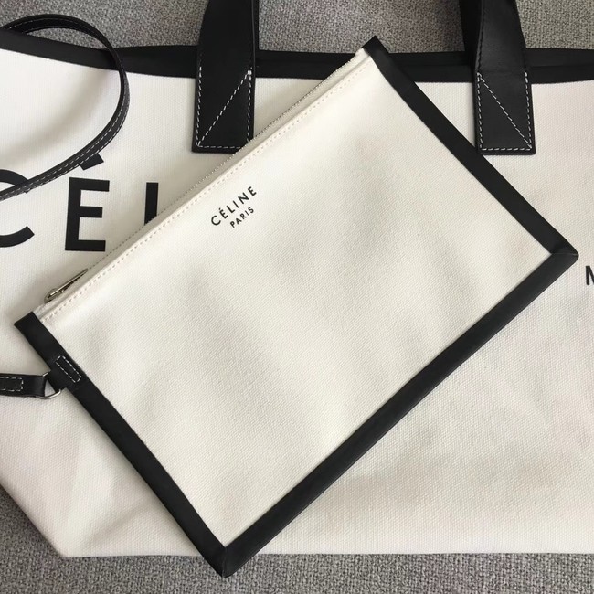 CELINE SMALL MADE IN TOTE IN TEXTIL 83181 WHITE & BLACK