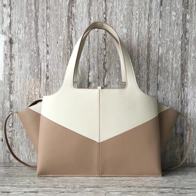 Celine calf leather Tote Bag 43341 White&apricot