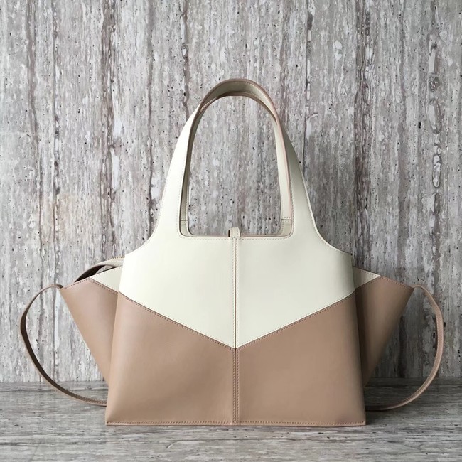 Celine calf leather Tote Bag 43342 White&apricot