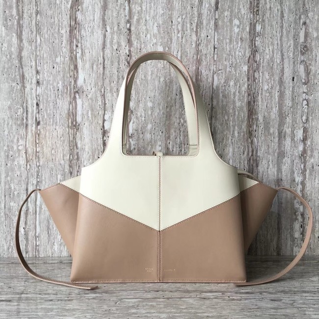 Celine calf leather Tote Bag 43342 White&apricot