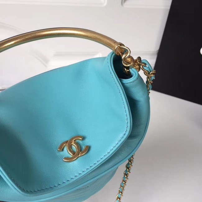 Chanel Bucket Bag Lambskin & Gold-Tone Metal A57861 Light blue