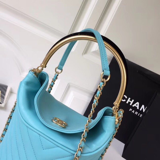 Chanel Bucket Bag Lambskin & Gold-Tone Metal A57861 Light blue