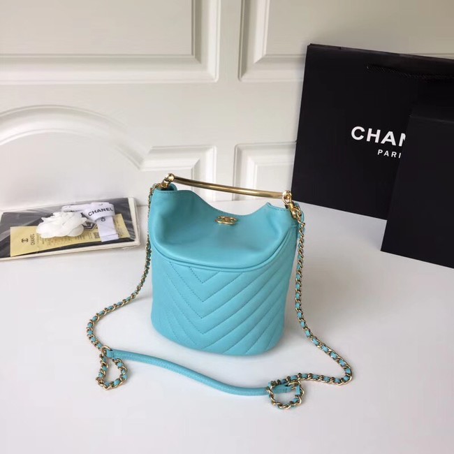 Chanel Bucket Bag Lambskin & Gold-Tone Metal A57861 Light blue