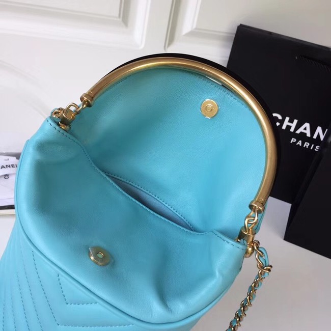 Chanel Bucket Bag Lambskin & Gold-Tone Metal A57861 Light blue