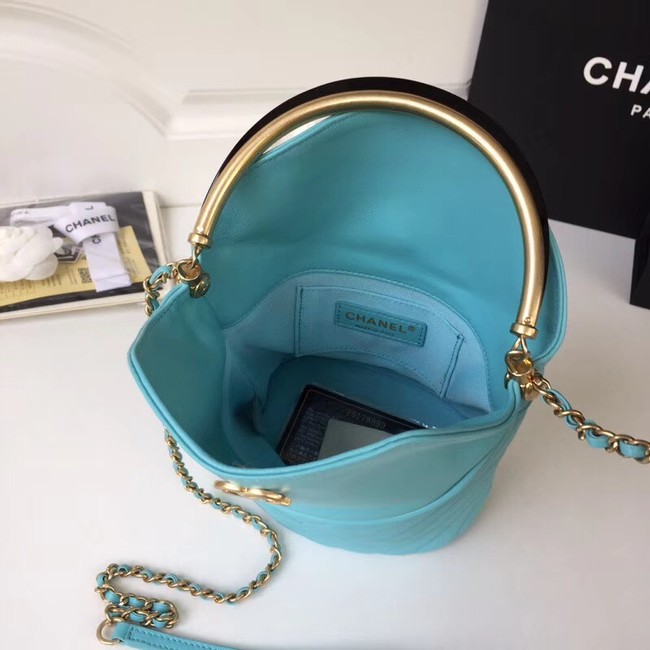 Chanel Bucket Bag Lambskin & Gold-Tone Metal A57861 Light blue