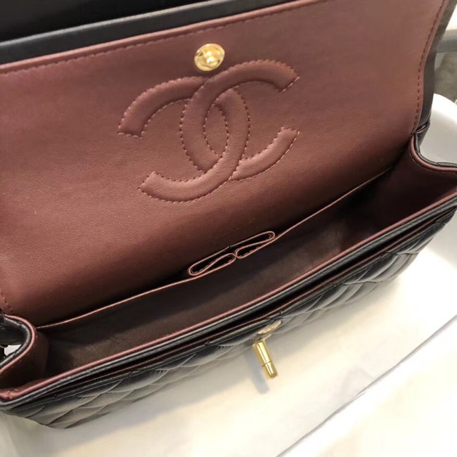 Chanel Small Classic Handbag Sheepskin Gold-Tone Metal A01113 black