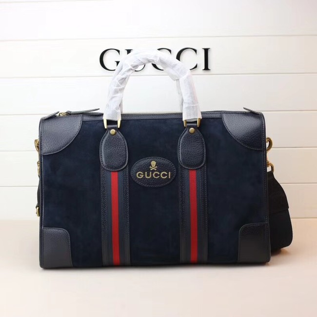 Gucci Suede duffle bag with Web 459311 Royal Blue