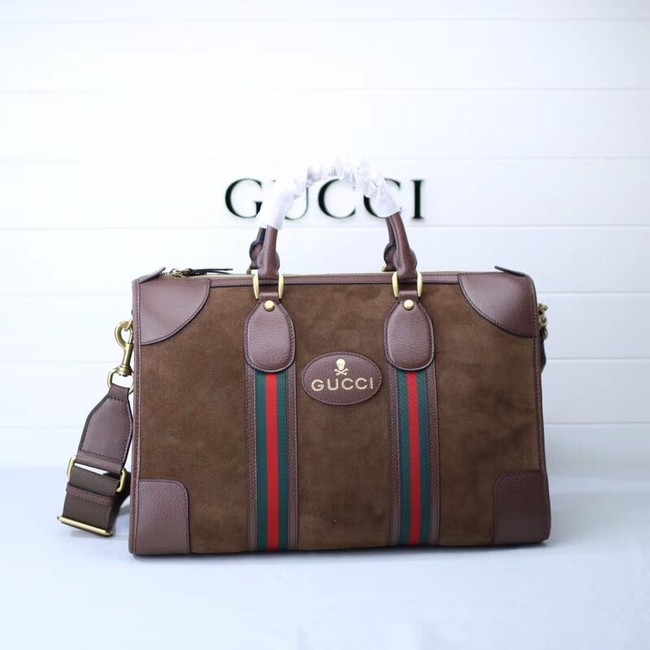 Gucci Suede duffle bag with Web 459311 brown