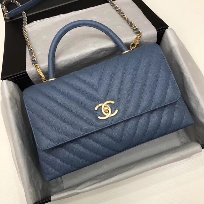 Chanel Flap Bag with Top Handle A92991 blue