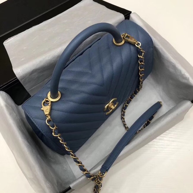 Chanel Flap Bag with Top Handle A92991 blue