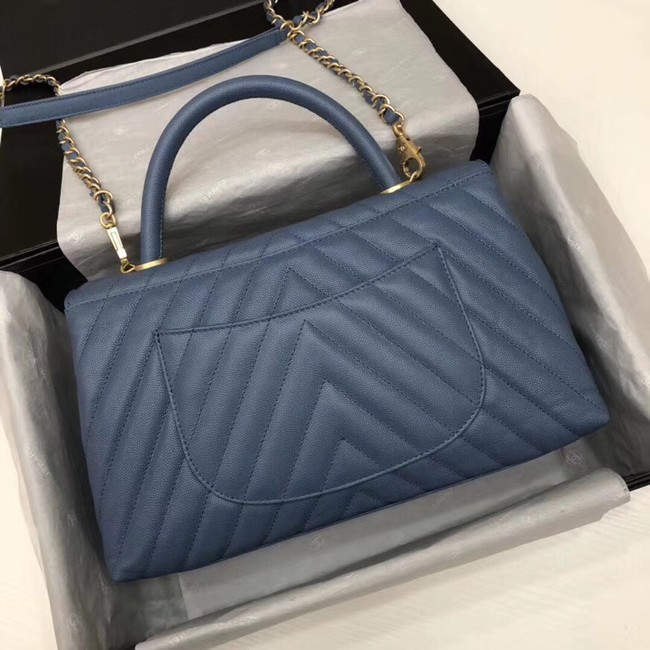 Chanel Flap Bag with Top Handle A92991 blue