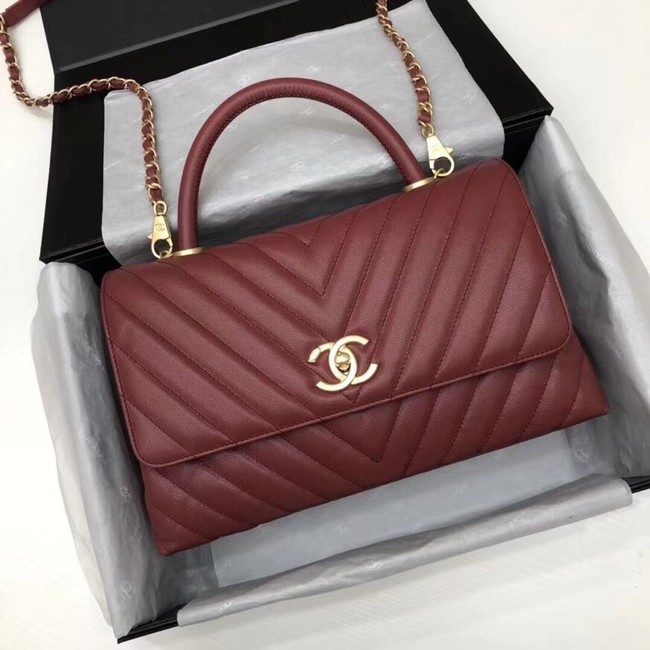 Chanel Flap Bag with Top Handle A92991 fuchsia