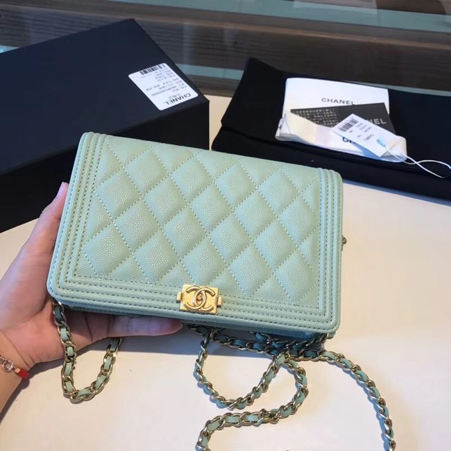 BOY CHANEL Original Wallet on Chain A80287 Light green