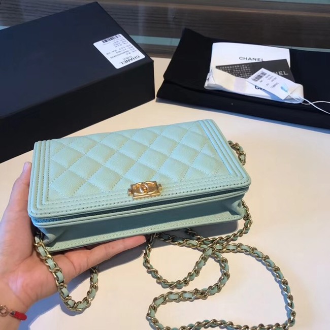 BOY CHANEL Original Wallet on Chain A80287 Light green