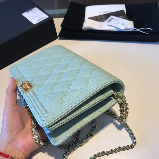 BOY CHANEL Original Wallet on Chain A80287 Light green