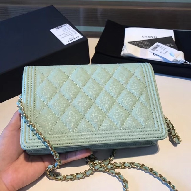 BOY CHANEL Original Wallet on Chain A80287 Light green