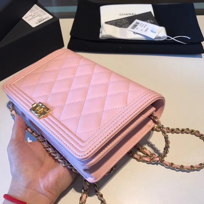 BOY CHANEL Original Wallet on Chain A80287 Pink