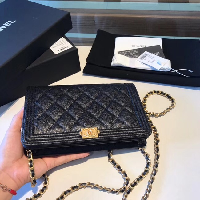 BOY CHANEL Original Wallet on Chain A80287 black