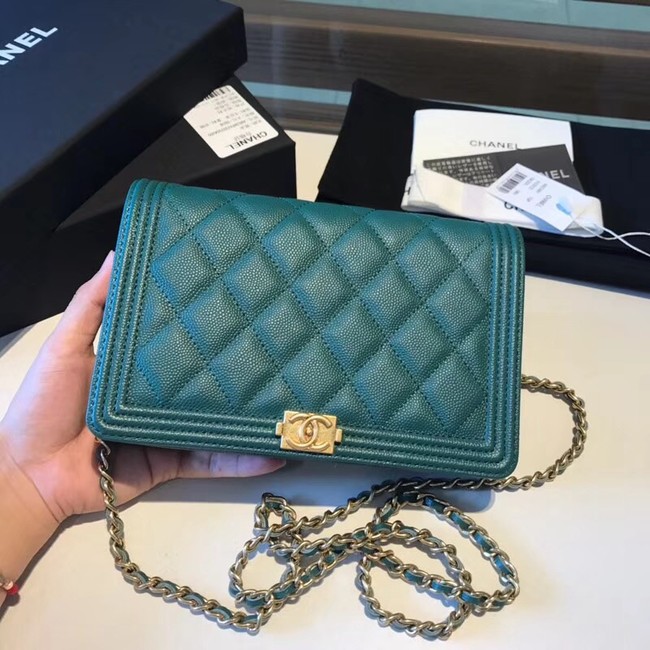 BOY CHANEL Original Wallet on Chain A80287 green