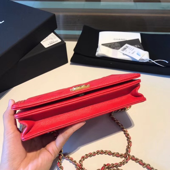 BOY CHANEL Original Wallet on Chain A80287 red