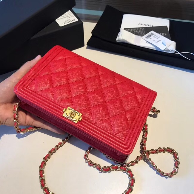 BOY CHANEL Original Wallet on Chain A80287 red