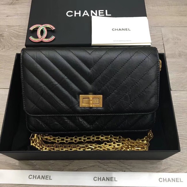 Chanel 2.55 Wallet on Chain A70328 black