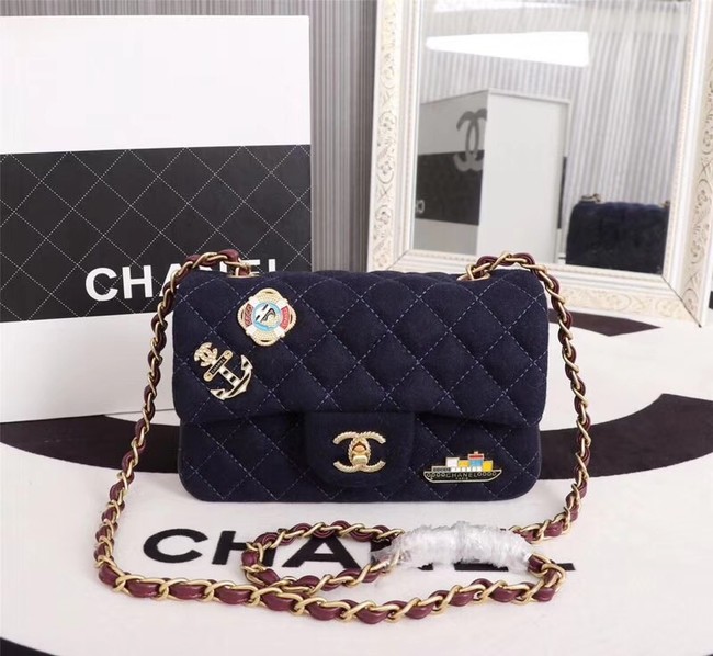 Chanel Mini Flap Bag A1116 Navy Blue