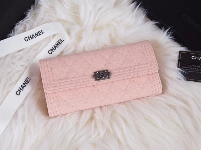 BOY CHANEL Flap Wallet A80286 pink silver-Tone Metal