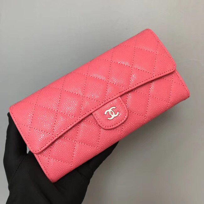 Chanel Classic Flap Wallet A31506 rose silver-Tone Metal