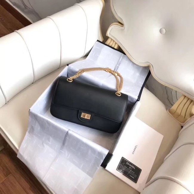 Chanel Original 2.55 Handbag Calfskin & Gold-Tone Metal A37586 black